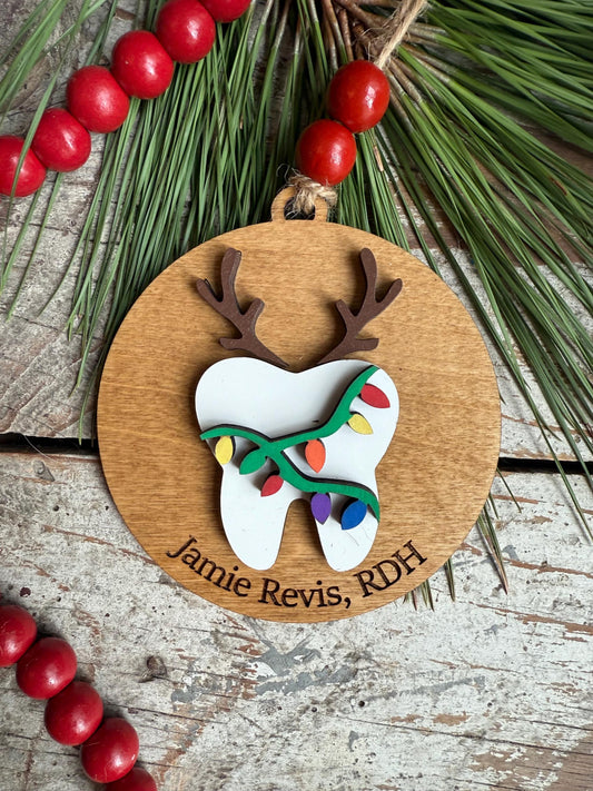 Personalized Dental Hygienist Christmas Tree Ornament | Gift for Dentist | Orthodontist | Dental Assistant Team Party Present | First Tooth