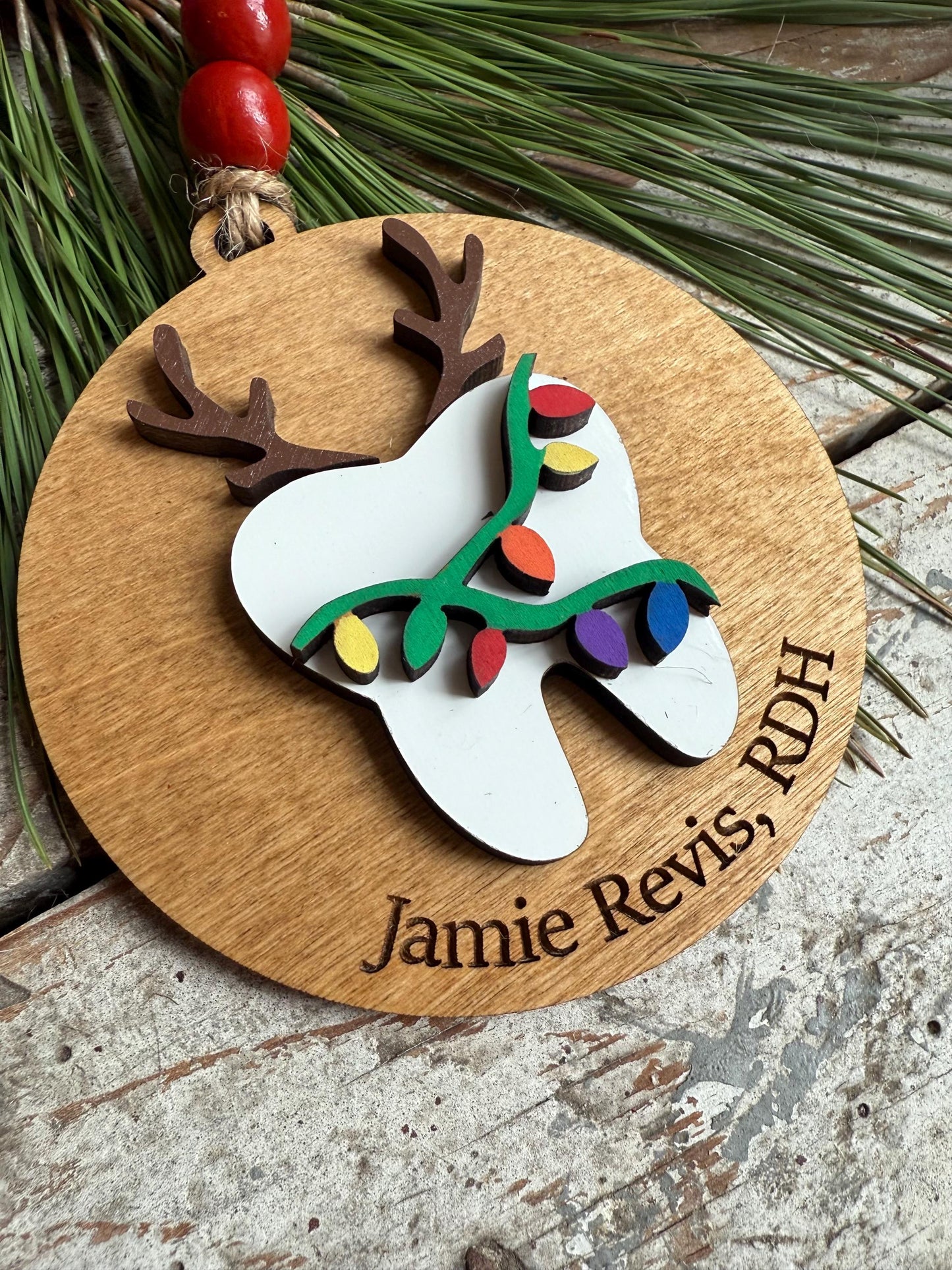 Personalized Dental Hygienist Christmas Tree Ornament | Gift for Dentist | Orthodontist | Dental Assistant Team Party Present | First Tooth