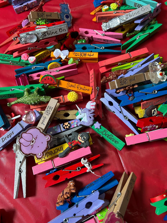 Twirl Pins | Baton Twirler Clothespins | Feature Twirler Majorette Spirit Pins | Set of 20 Assorted