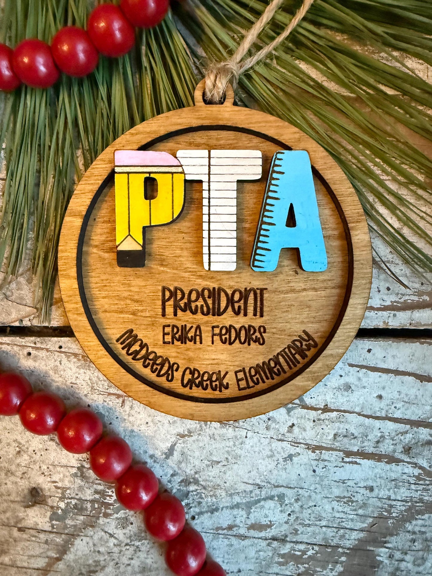 Personalized School PTA Christmas Tree Ornament | Parent Teacher Association Volunteers Gift | Vice President Treasurer Secretary |