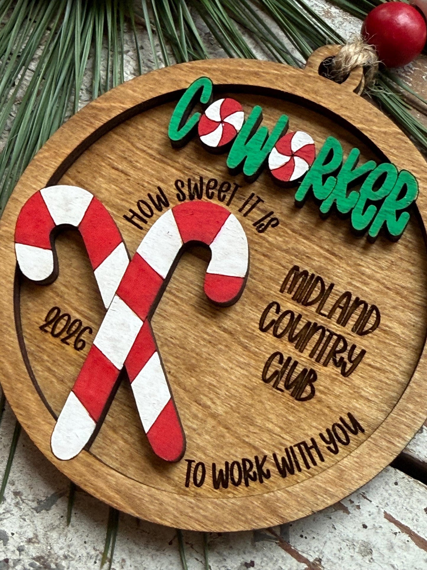 Personalized Coworker Christmas Tree Ornament | How Sweet It Is to Work with You | Best Friend Gift | Job Friendship | Employee Keepsake
