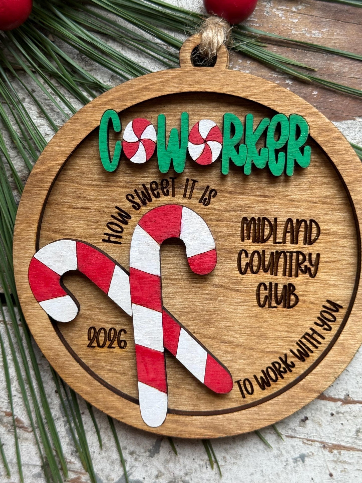 Personalized Coworker Christmas Tree Ornament | How Sweet It Is to Work with You | Best Friend Gift | Job Friendship | Employee Keepsake