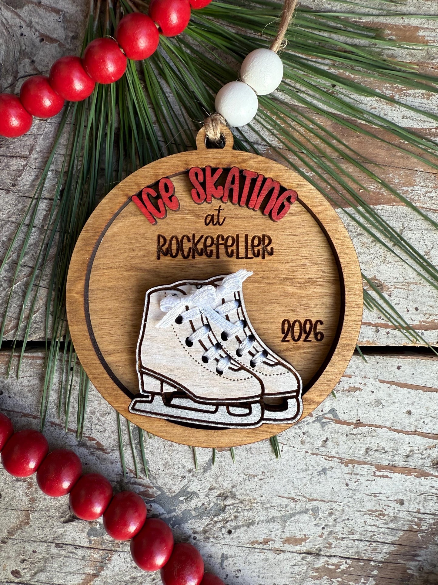 Personalized Ice Skating Christmas Tree Ornament | Gift for Ice Skater | Rockefeller Ice Skating Trip