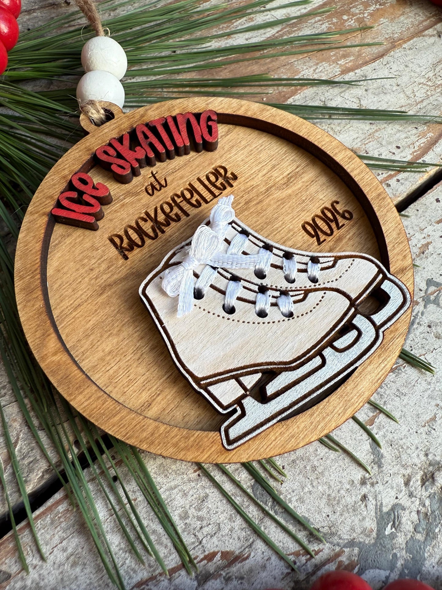Personalized Ice Skating Christmas Tree Ornament | Gift for Ice Skater | Rockefeller Ice Skating Trip