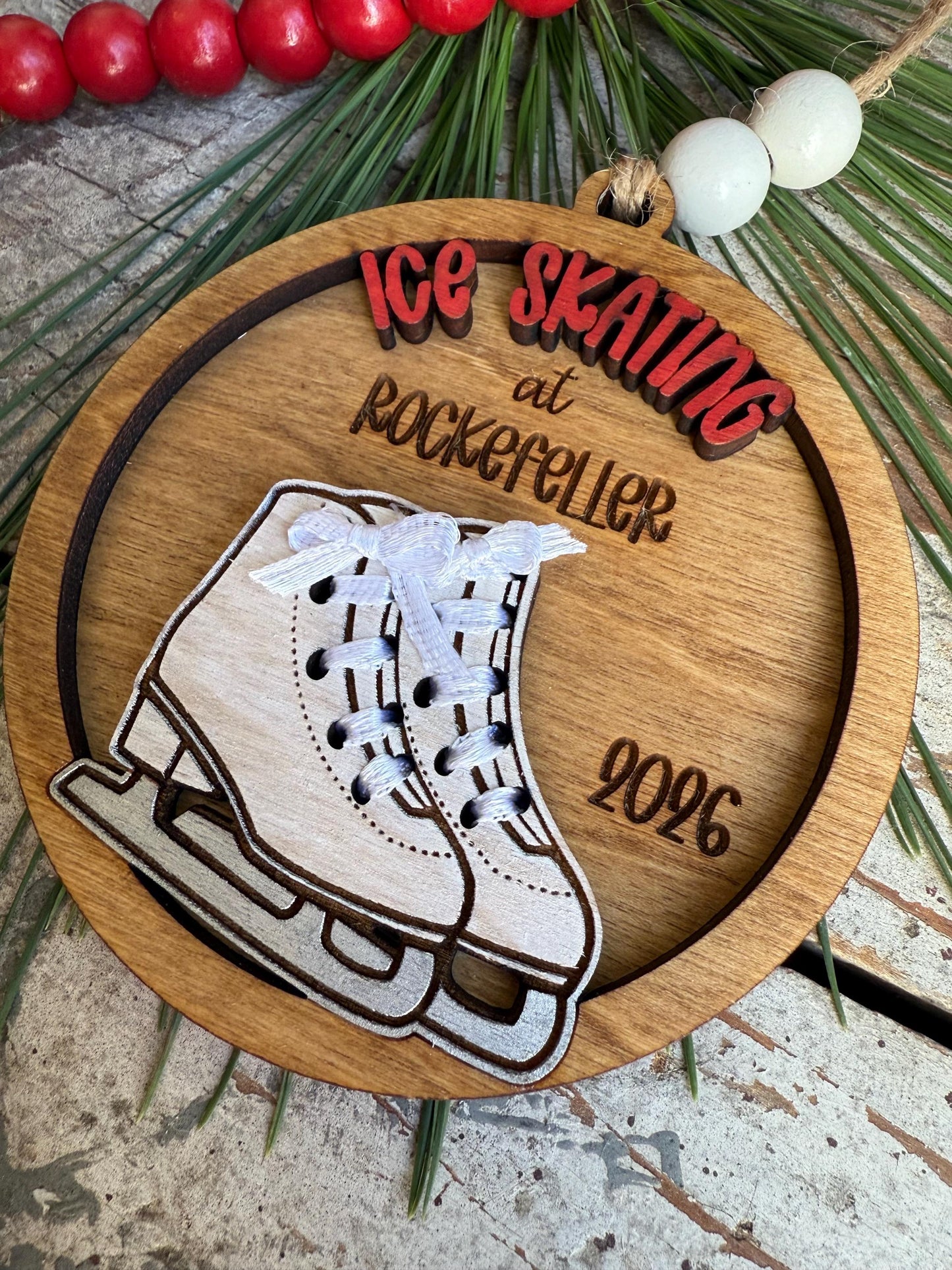 Personalized Ice Skating Christmas Tree Ornament | Gift for Ice Skater | Rockefeller Ice Skating Trip