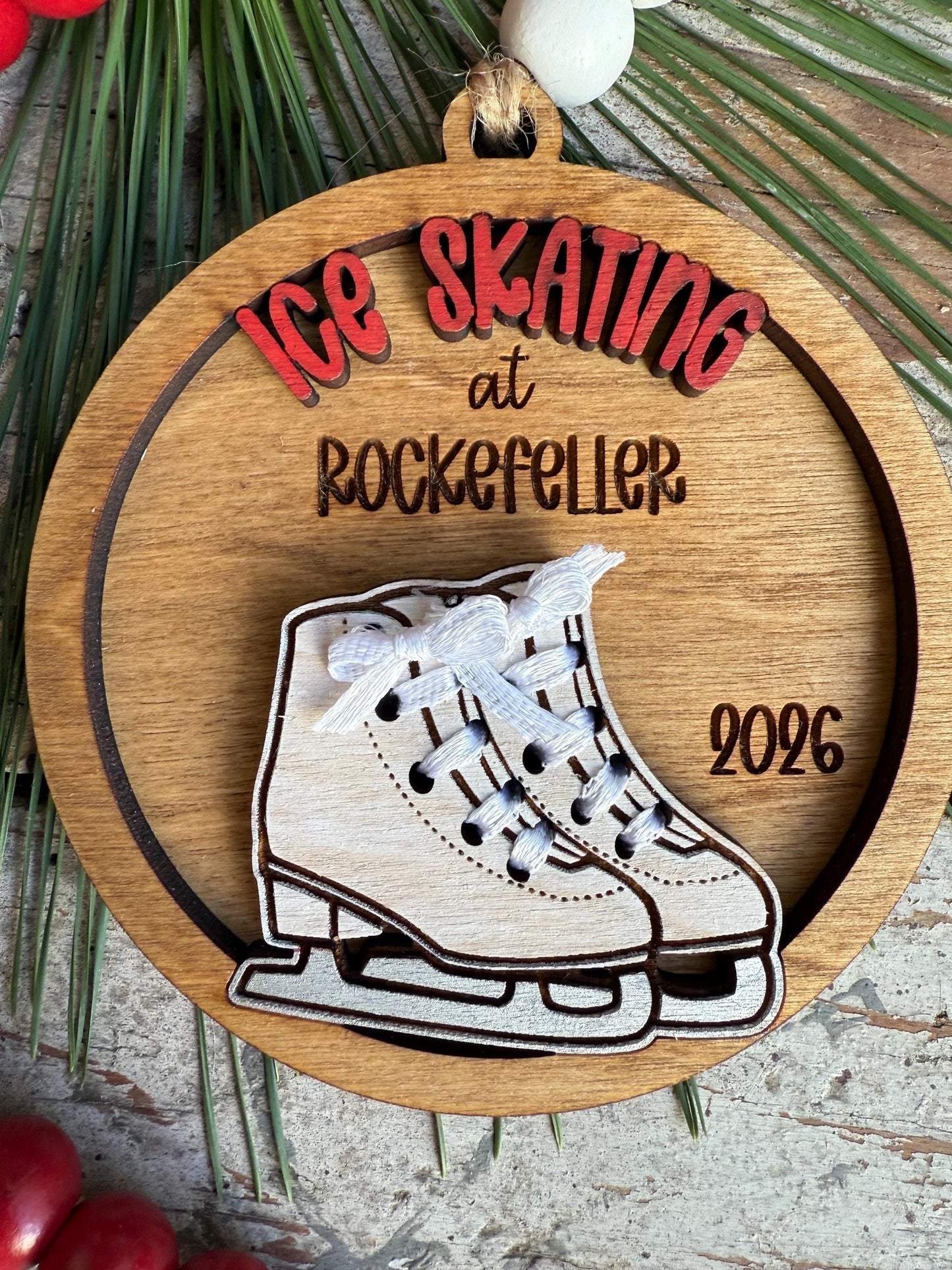 Personalized Ice Skating Christmas Tree Ornament | Gift for Ice Skater | Rockefeller Ice Skating Trip