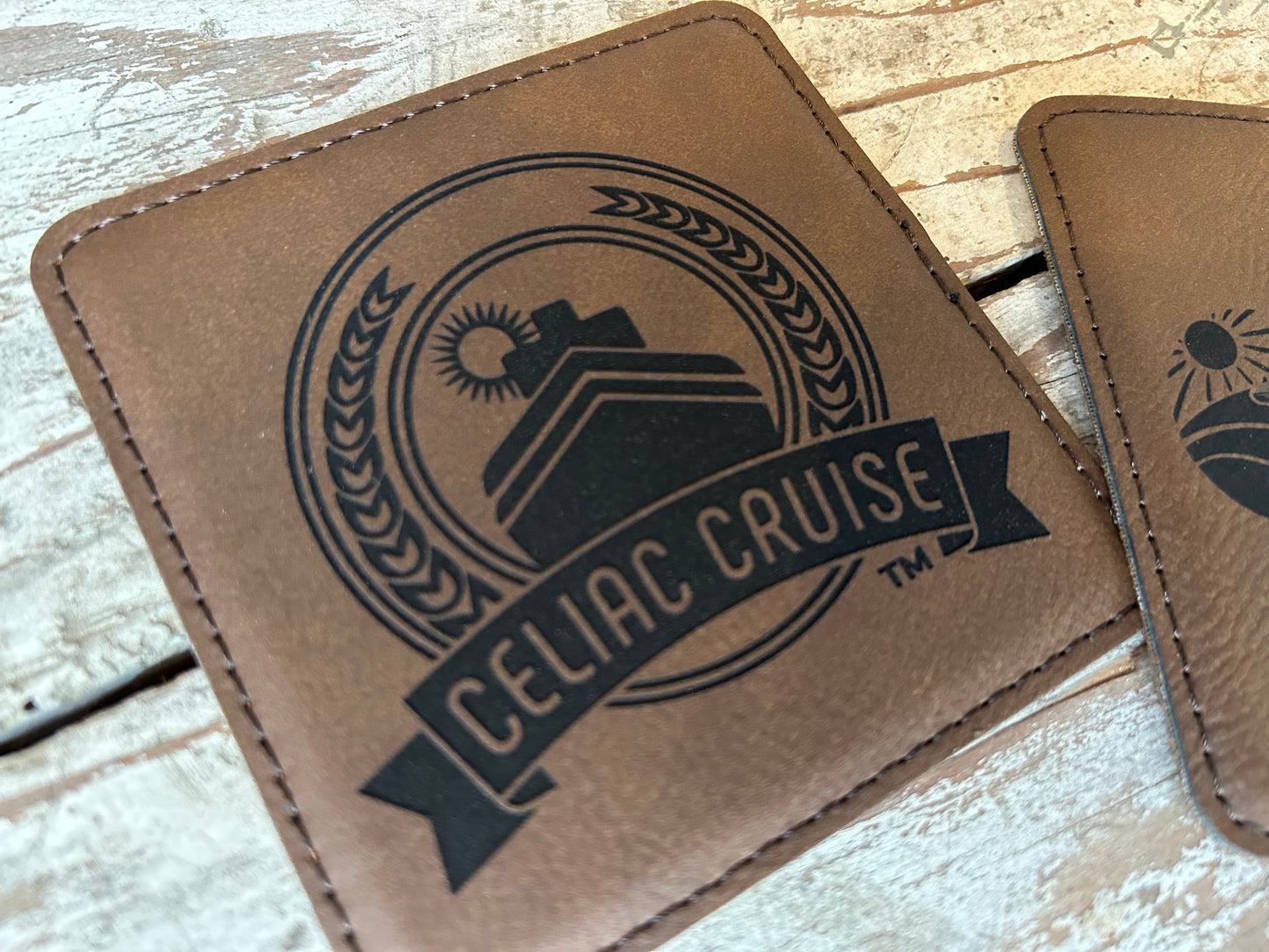 Bulk Order Personalized Leatherette Coaster | Gift for Cruise Clients