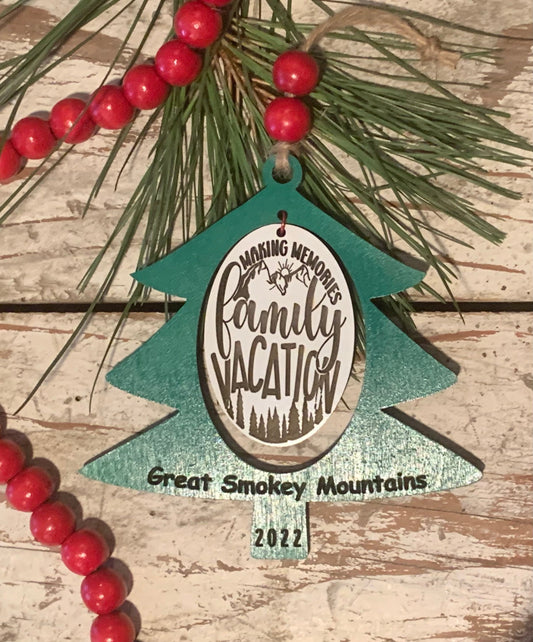 2024 Personalized Mountain Family Vacation Christmas Tree Ornament | National Park Ornament | Family Mountain Trip | Family Hiking Ornament