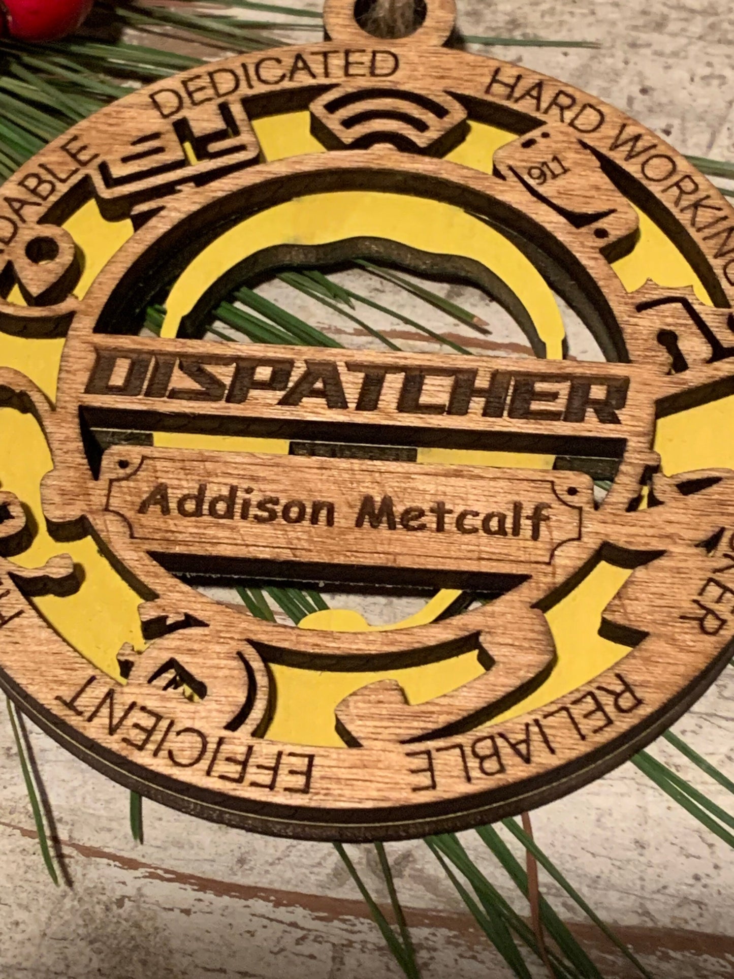Personalized Dispatcher first responder Christmas keepsake Ornament