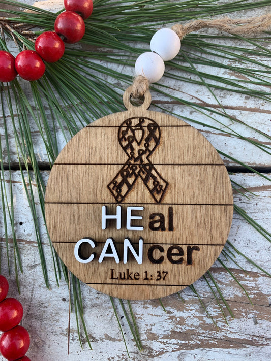 He Can Heal Cancer Luke 1:37 Religious Christmas Tree ornament | Hope Ornament | Gift for Cancer Patient | Beat Cancer | Cancer Survivor