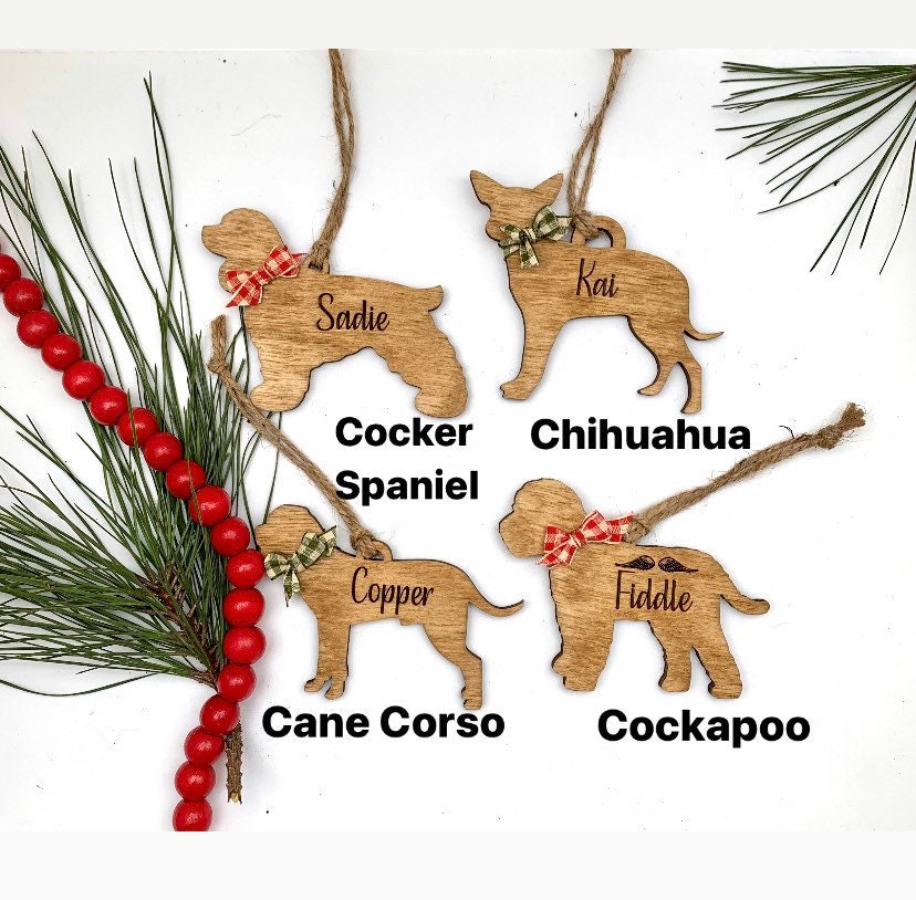 Personalized Cane Corso | Chihuahua | Cockapoo| Cocker Spaniel Dog Breed Christmas Tree Ornament  | Dog Mom | Dog Lover gift