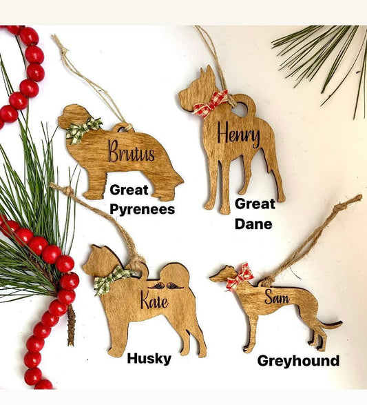 Personalized Great Dane | Great Pyrenees | Greyhound | Husky Christmas Tree Ornament  | Dog Mom | Dog Lover gift
