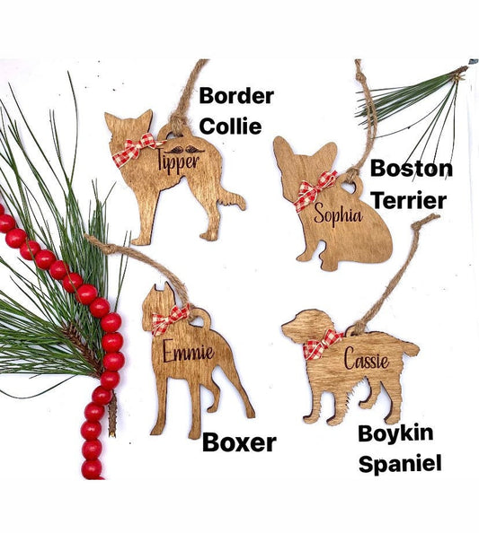 Personalized Border Collie | Boston Terrier | Boykin Spaniel | Boxer Dog Breed Christmas Tree Ornament | Dog Mom | Dog Lover gift