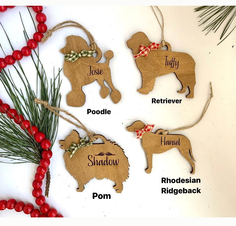 Personalized Pom Pomeranian | Poodle | Retriever | Rhodesian Ridgeback Dog Christmas Tree Ornament | Dog Mom | Custom Dog Lover gift