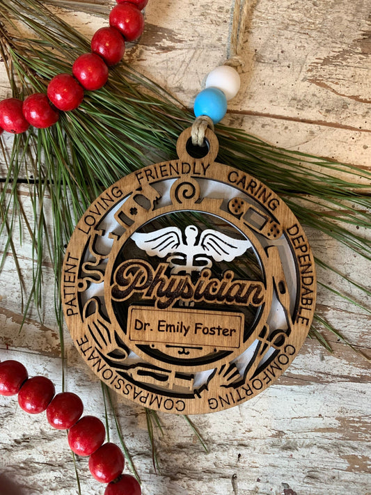 Personalized Medical Doctor or Physician Christmas Tree Ornament | Custom Doctor Ornament | Gift for Doctor | phD Graduation