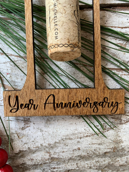 2024 1st Wedding Anniversary Wine Cork Keepsake Christmas Tree Ornament- Cork not included | First Anniversary Gift | Gift for Newlyweds