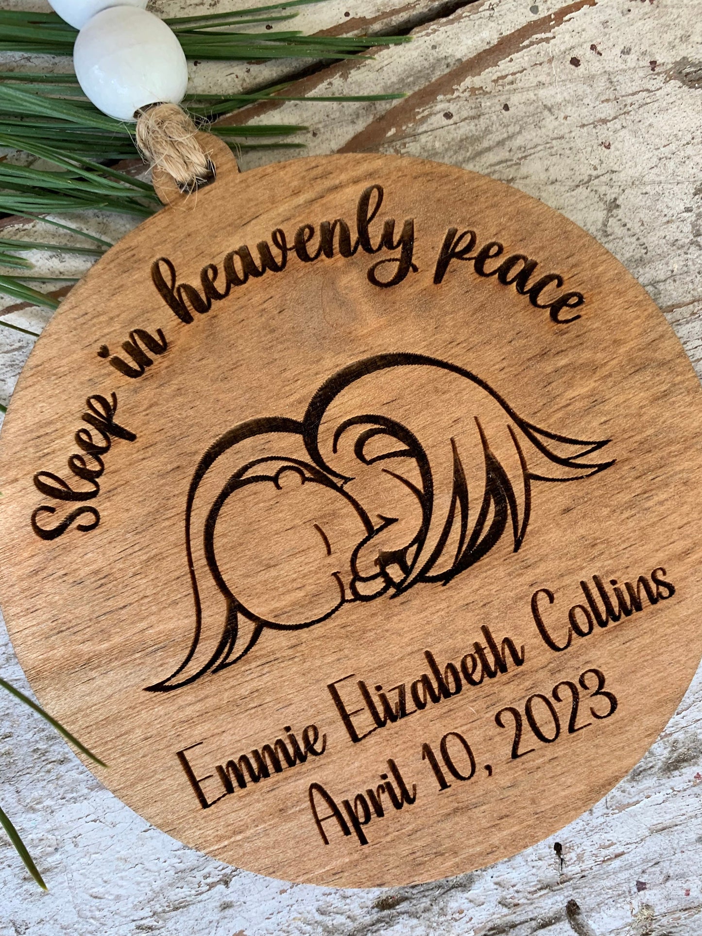Baby Memorial Ornament | Baby Loss Christmas Tree Ornament | Infant Loss Gift | Sleep in Heavenly Peace Ornament