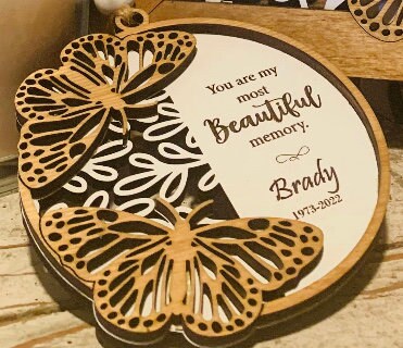 Personalized Memorial Butterfly Christmas Tree Ornament | Sympathy Gift | Loved One Memorial | Remembrance Ornament | In Loving Memory