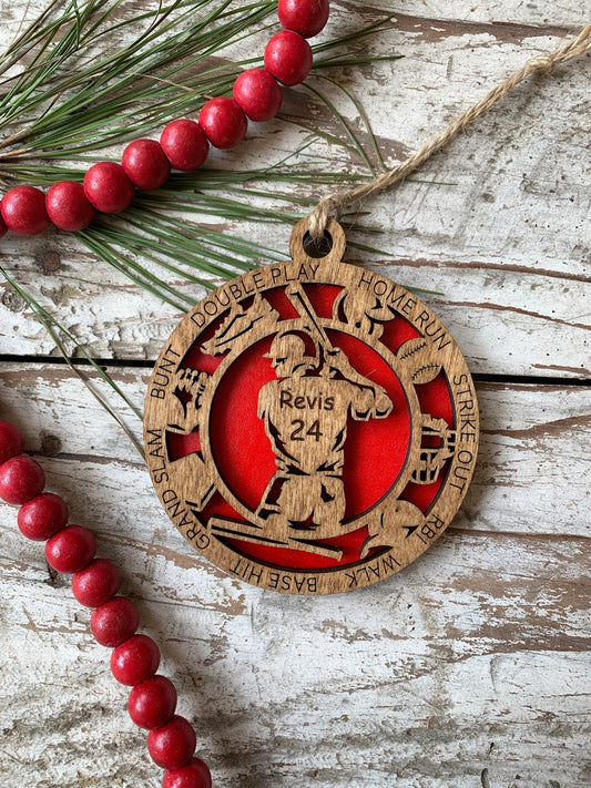 Personalized Baseball Christmas Tree Ornament | Gift for High School Baseball Team | Custom Baseball Player Ornament | Senior Baseball Gift