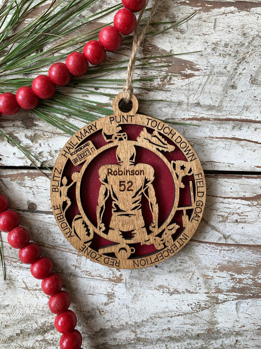 Personalized Football Christmas Tree Ornament | Gift for High School Football Team | Custom Football Player Ornament | Senior Football Gift