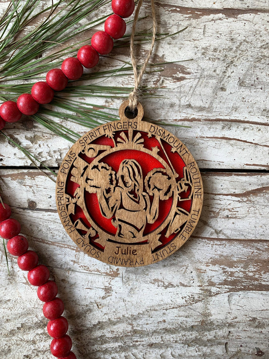 Personalized Cheerleader Christmas Tree Ornament | Gift for Varsity Cheerleading Team | Custom Cheerleader Ornament |