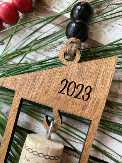 2024 1st Wedding Anniversary Wine Cork Keepsake Christmas Tree Ornament- Cork not included | First Anniversary Gift | Gift for Newlyweds