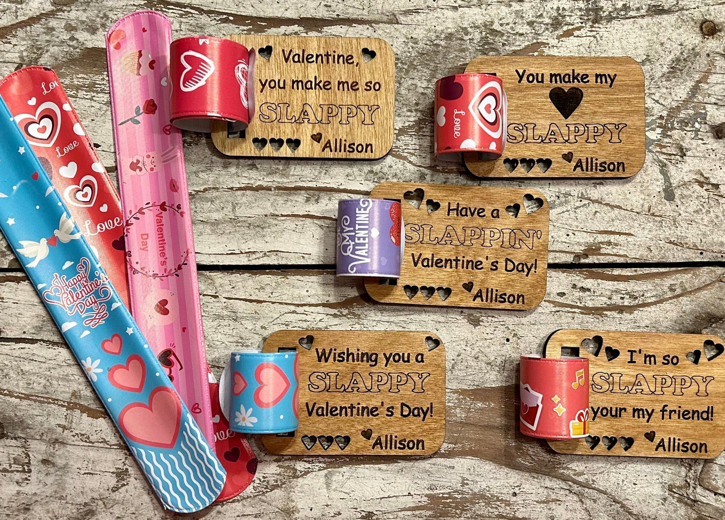Personalized Kids Slap Bracelet Valentine’s Day Cards | School Classroom Party Valentines Cards |  Non Candy Valentines Favors | PreK toy